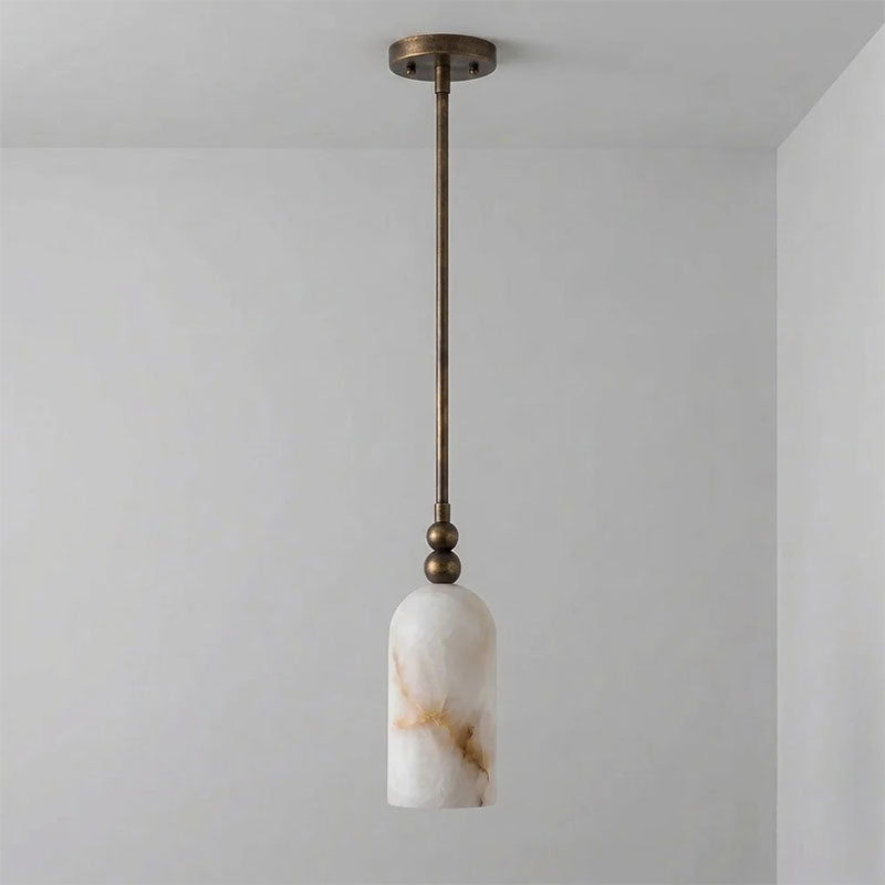 Petite Alabaster Cylinder Pendant Light