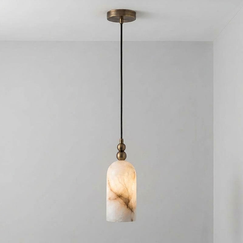 Petite Alabaster Cylinder Pendant Light