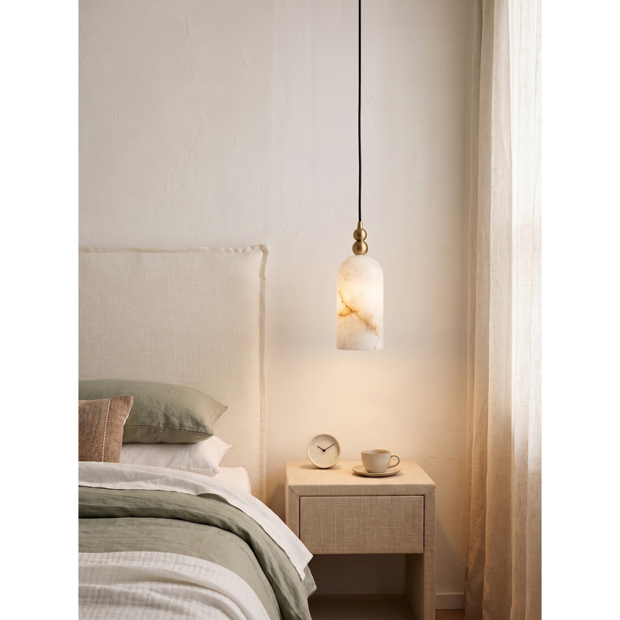 Petite Alabaster Cylinder Pendant Light