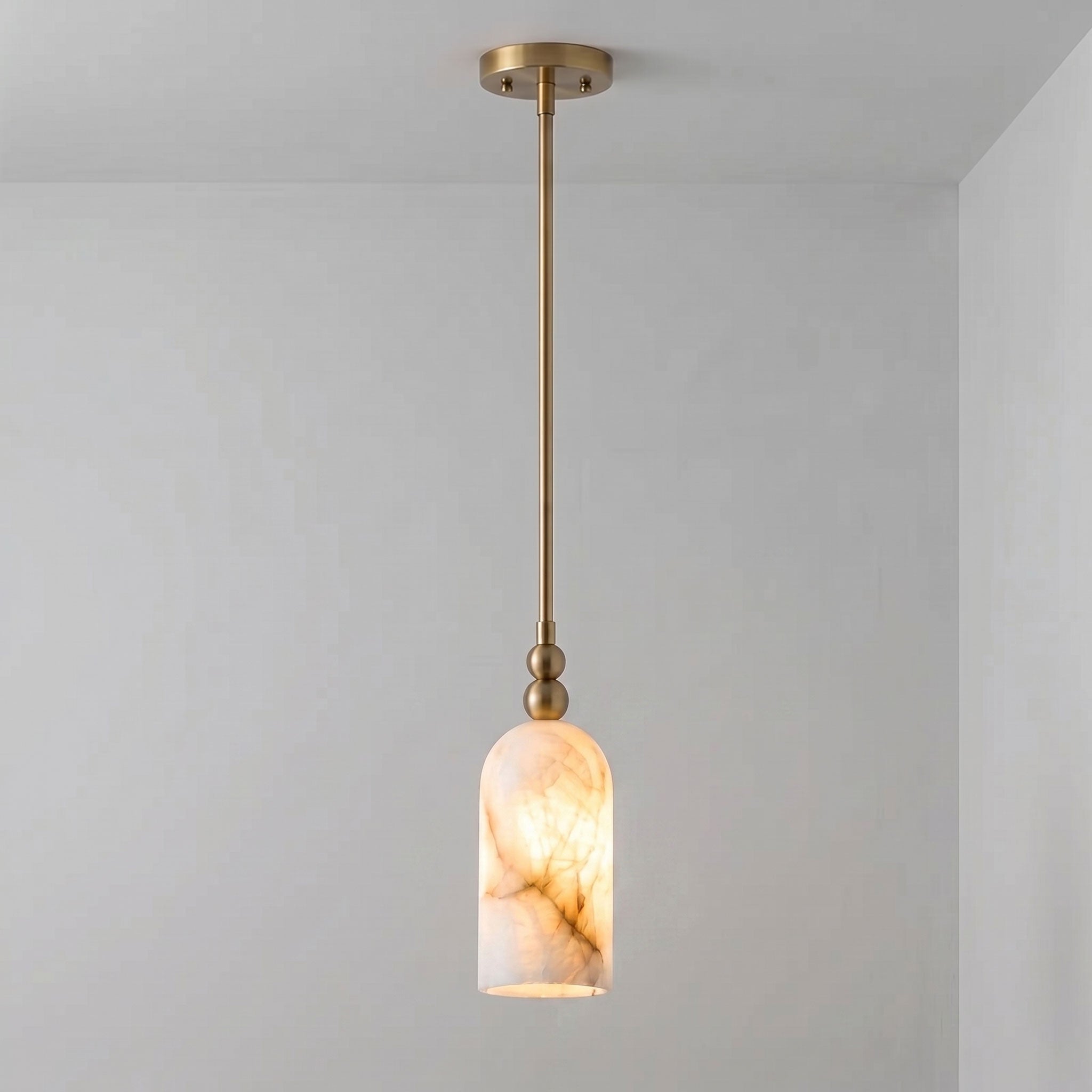Petite Alabaster Cylinder Pendant Light
