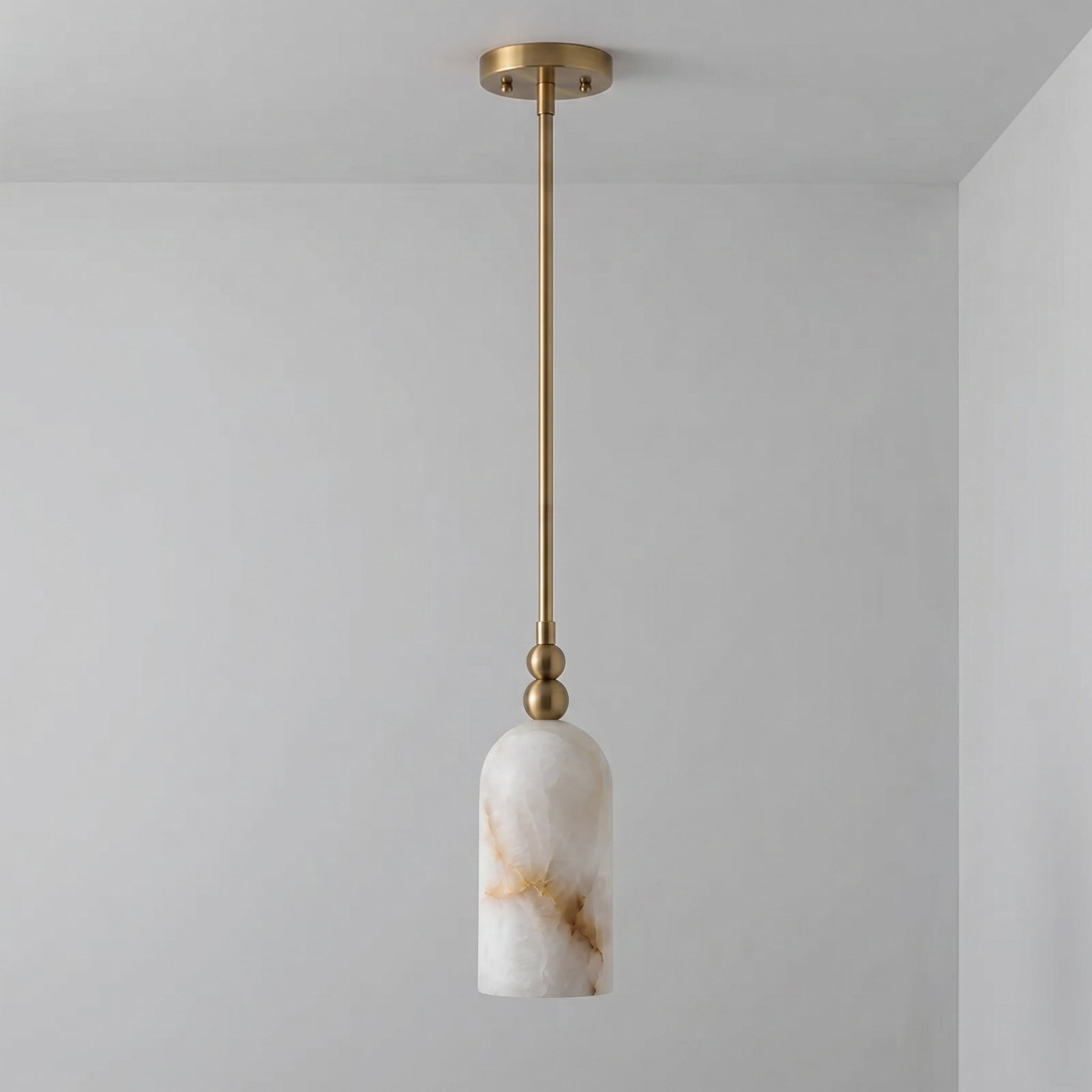 Petite Alabaster Cylinder Pendant Light