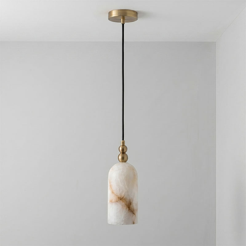 Petite Alabaster Cylinder Pendant Light