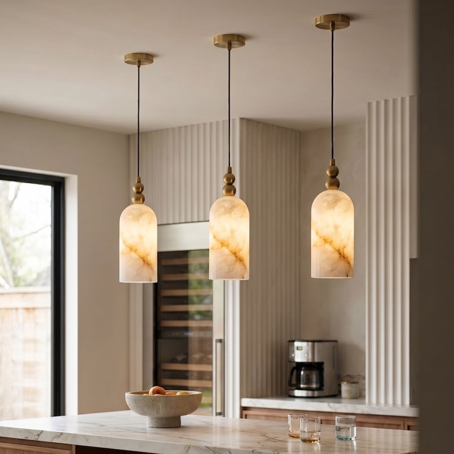 Petite Alabaster Cylinder Pendant Light