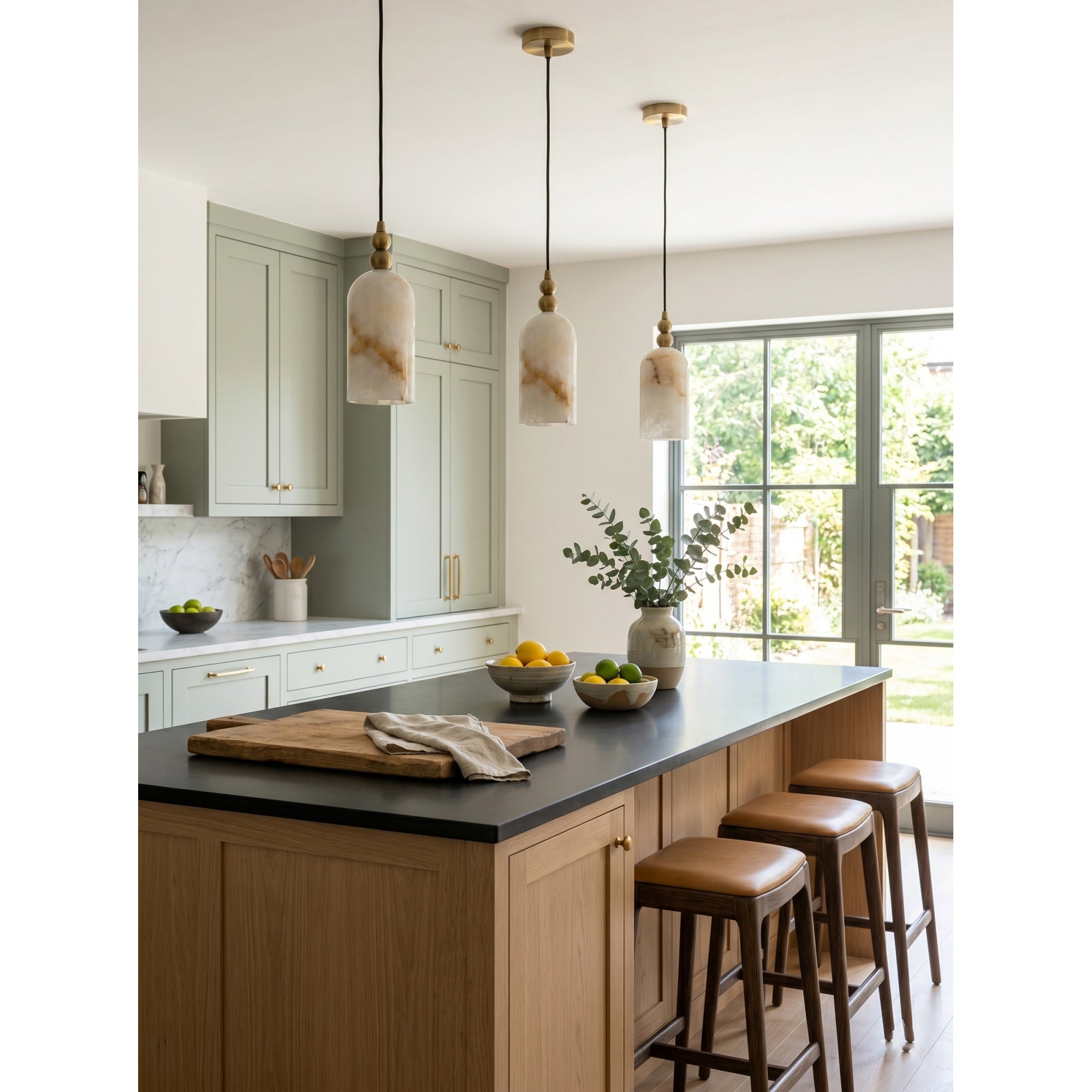 Petite Alabaster Cylinder Pendant Light