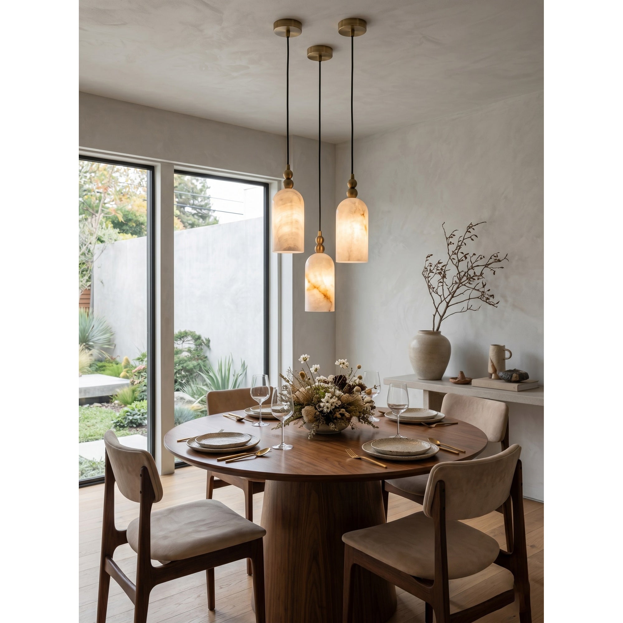 Petite Alabaster Cylinder Pendant Light