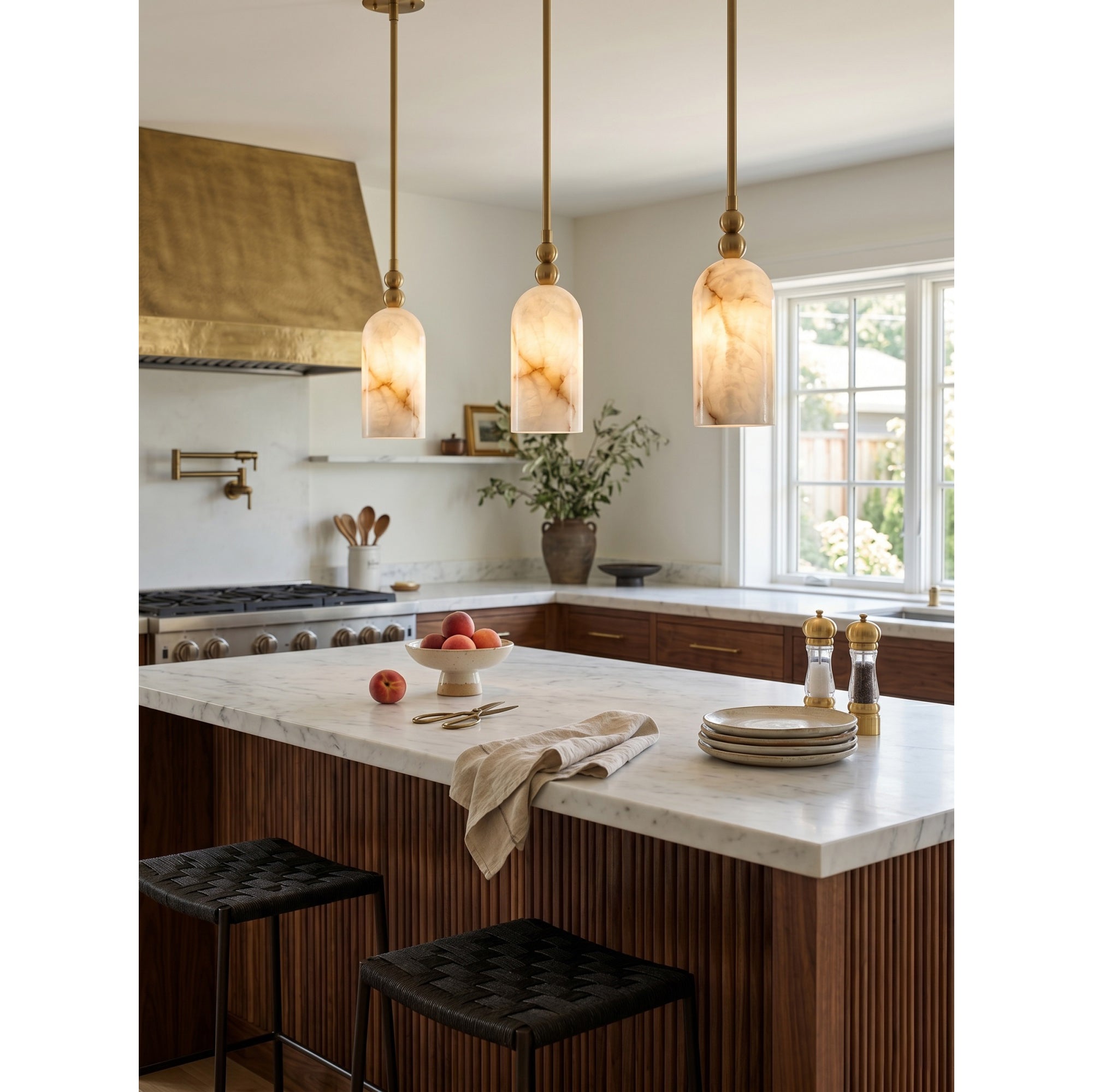 Petite Alabaster Cylinder Pendant Light