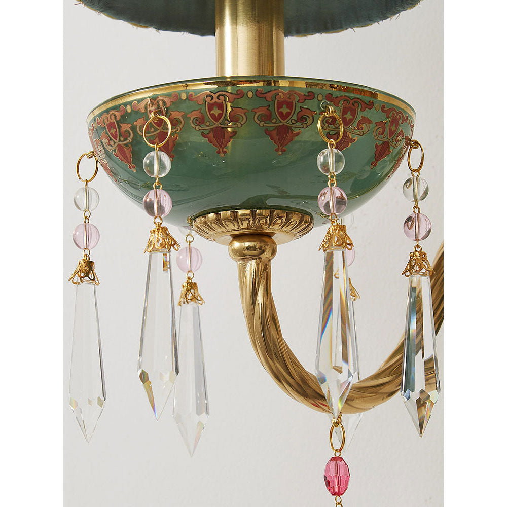 Green Ceramic Crystal Fringe Sconce