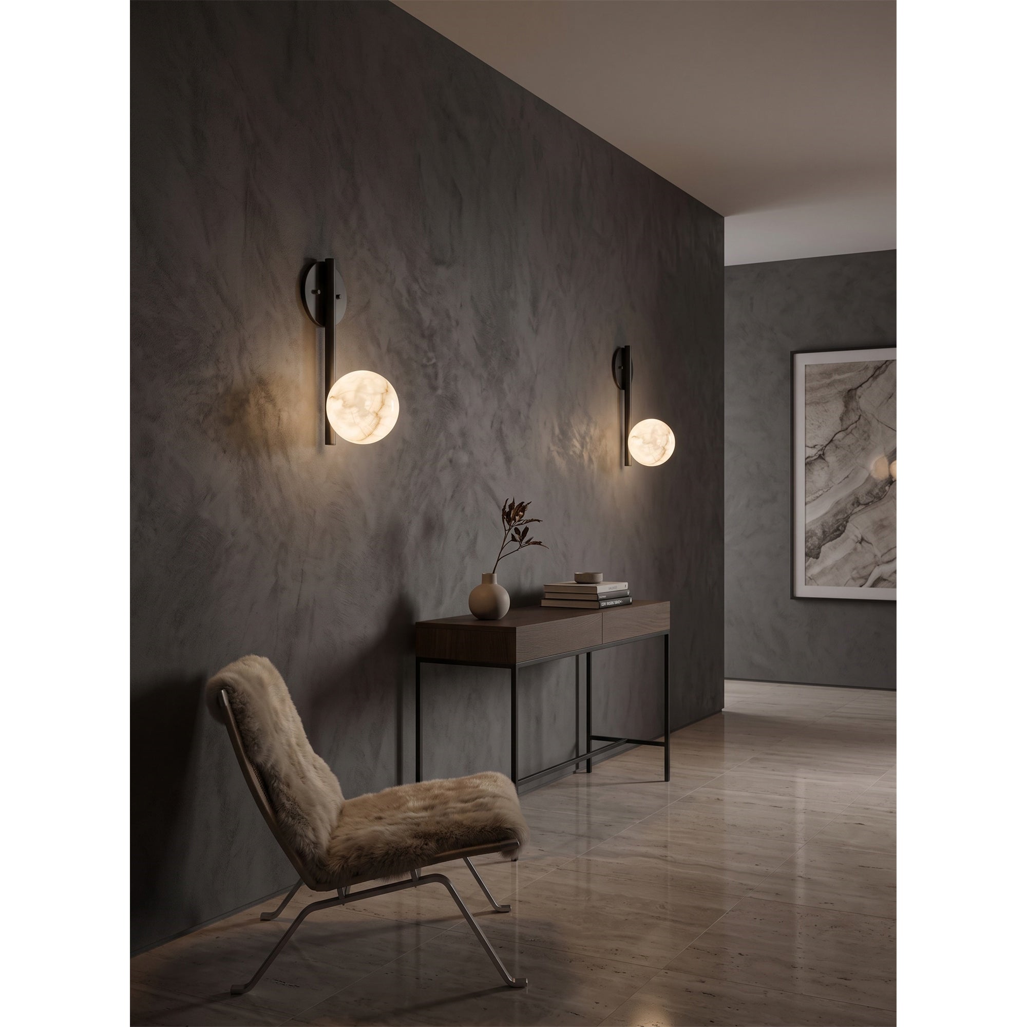 Round Alabaster Disc Wall Sconce