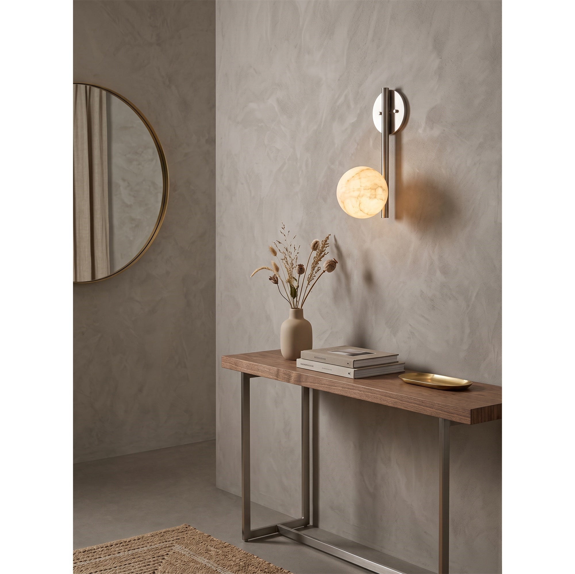 Round Alabaster Disc Wall Sconce