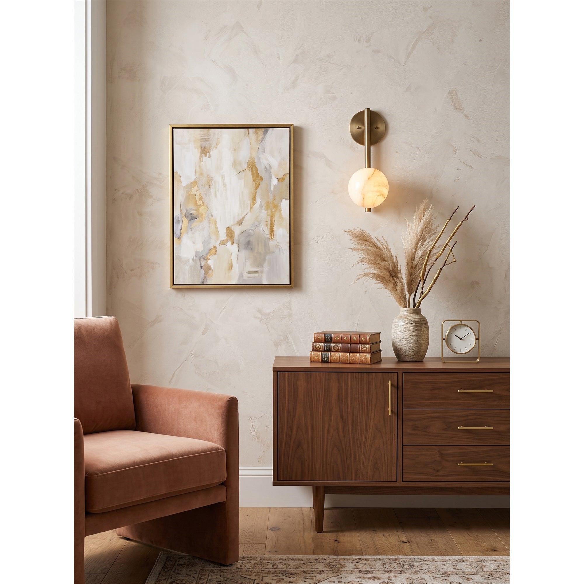 Round Alabaster Disc Wall Sconce