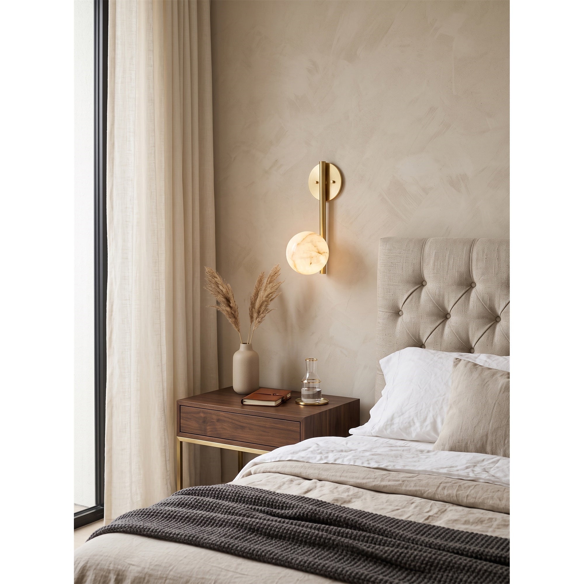 Round Alabaster Disc Wall Sconce