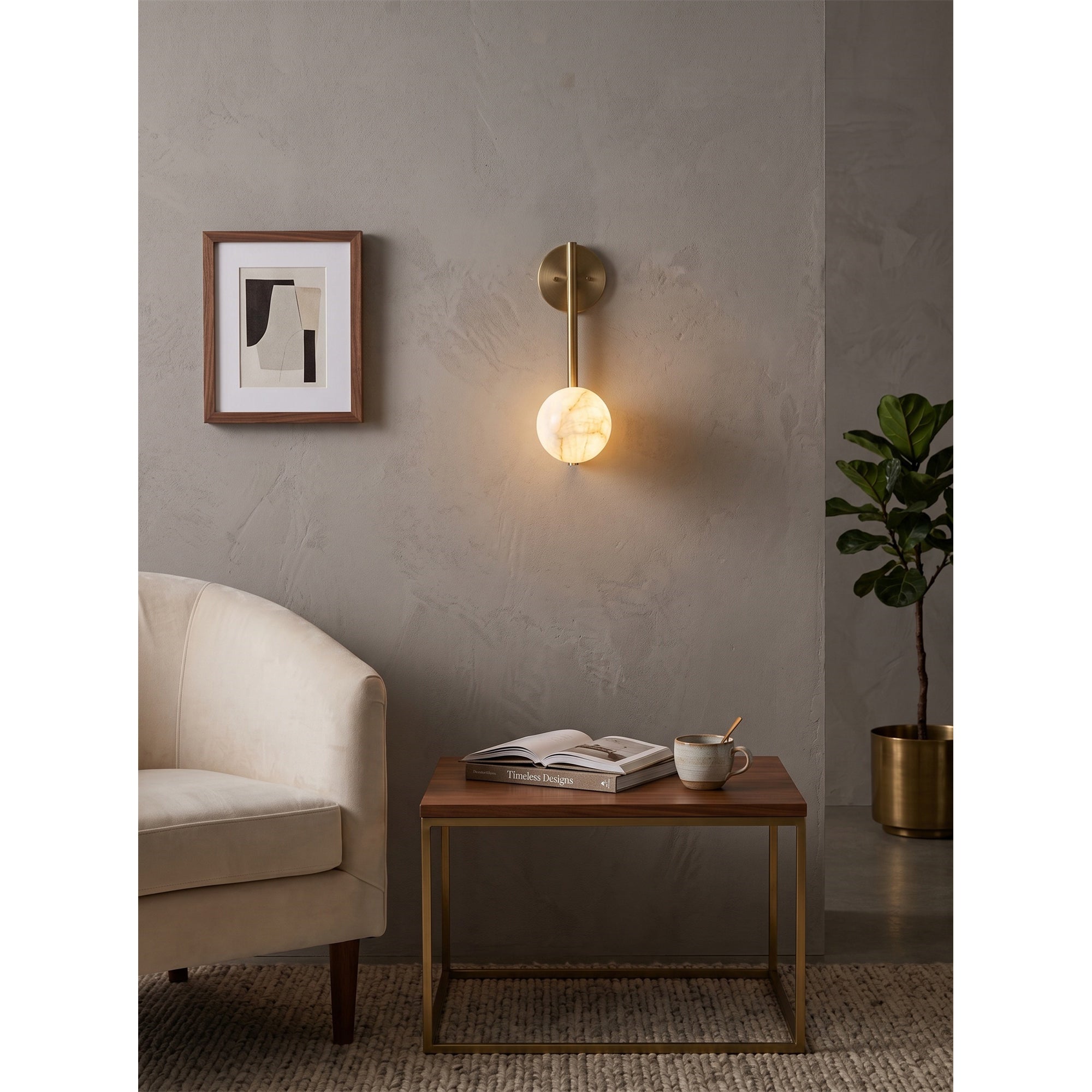 Round Alabaster Disc Wall Sconce