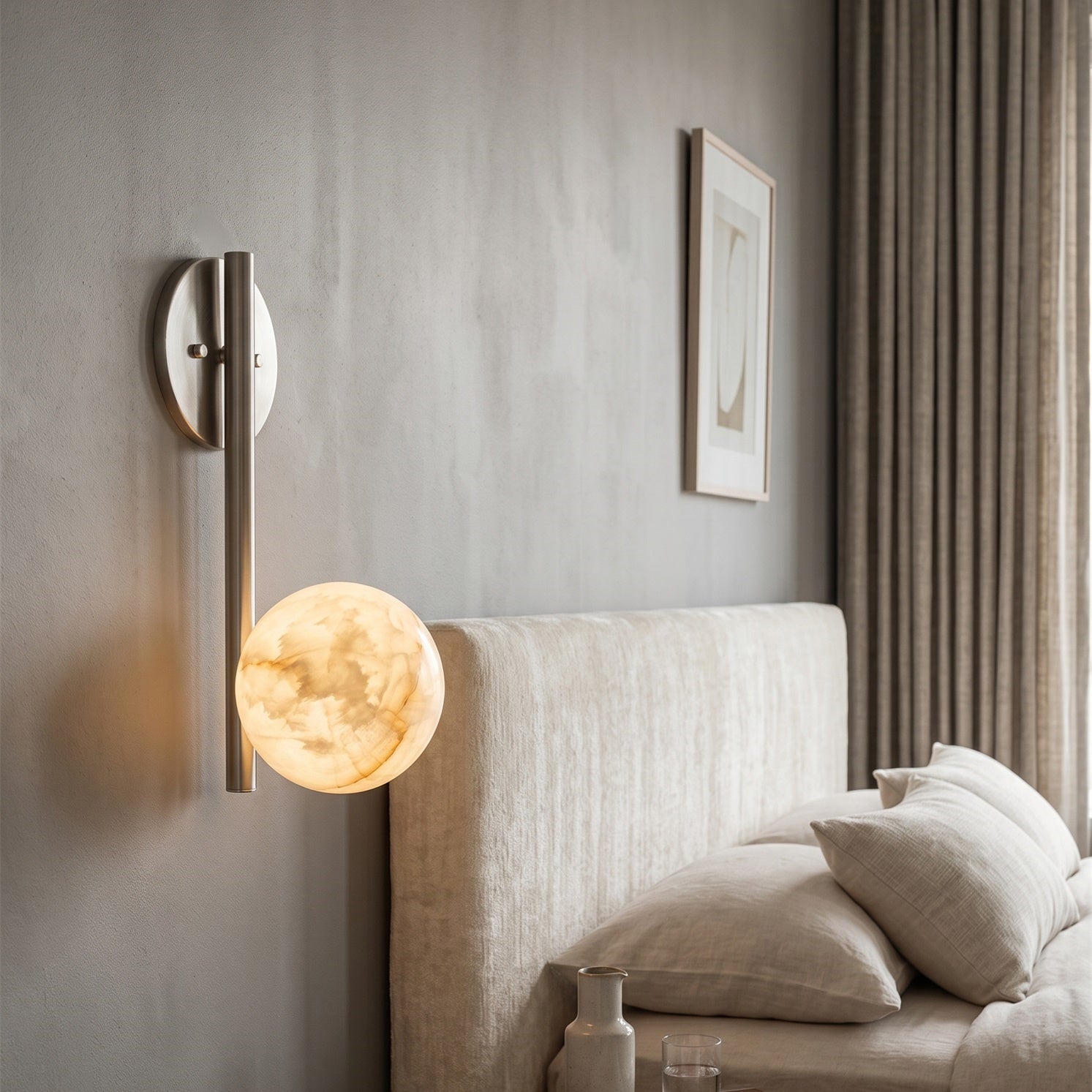 Round Alabaster Disc Wall Sconce