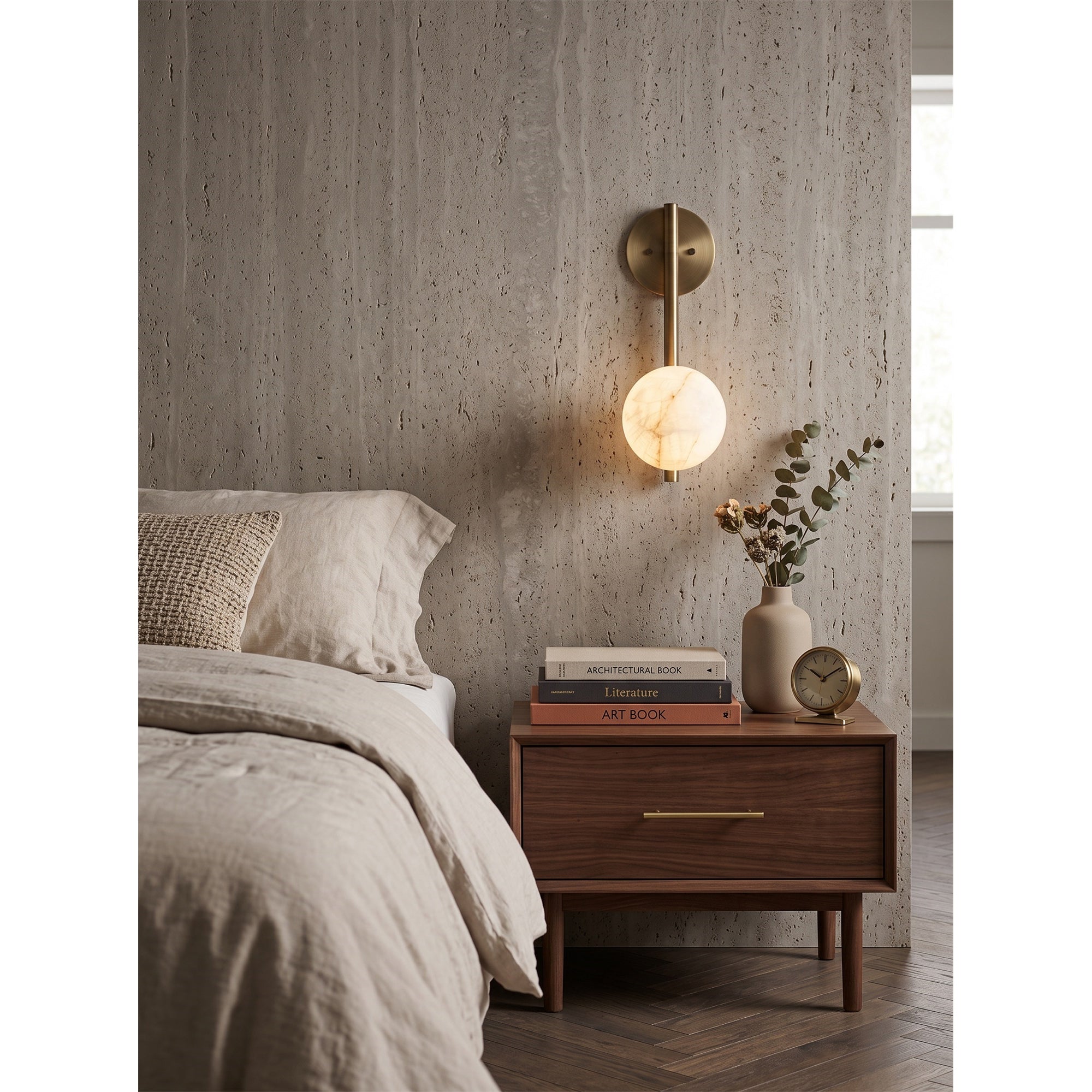 Round Alabaster Disc Wall Sconce