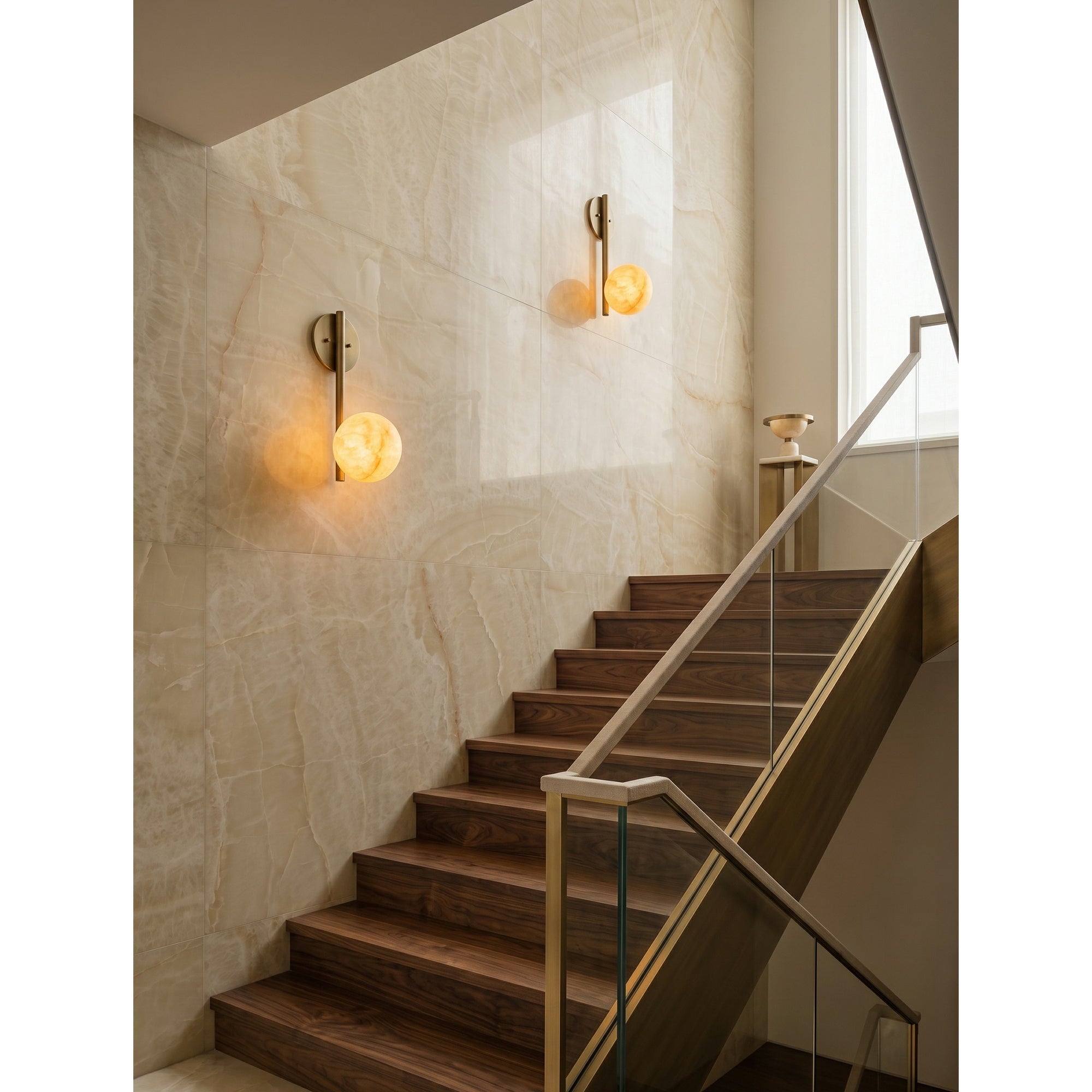 Round Alabaster Disc Wall Sconce