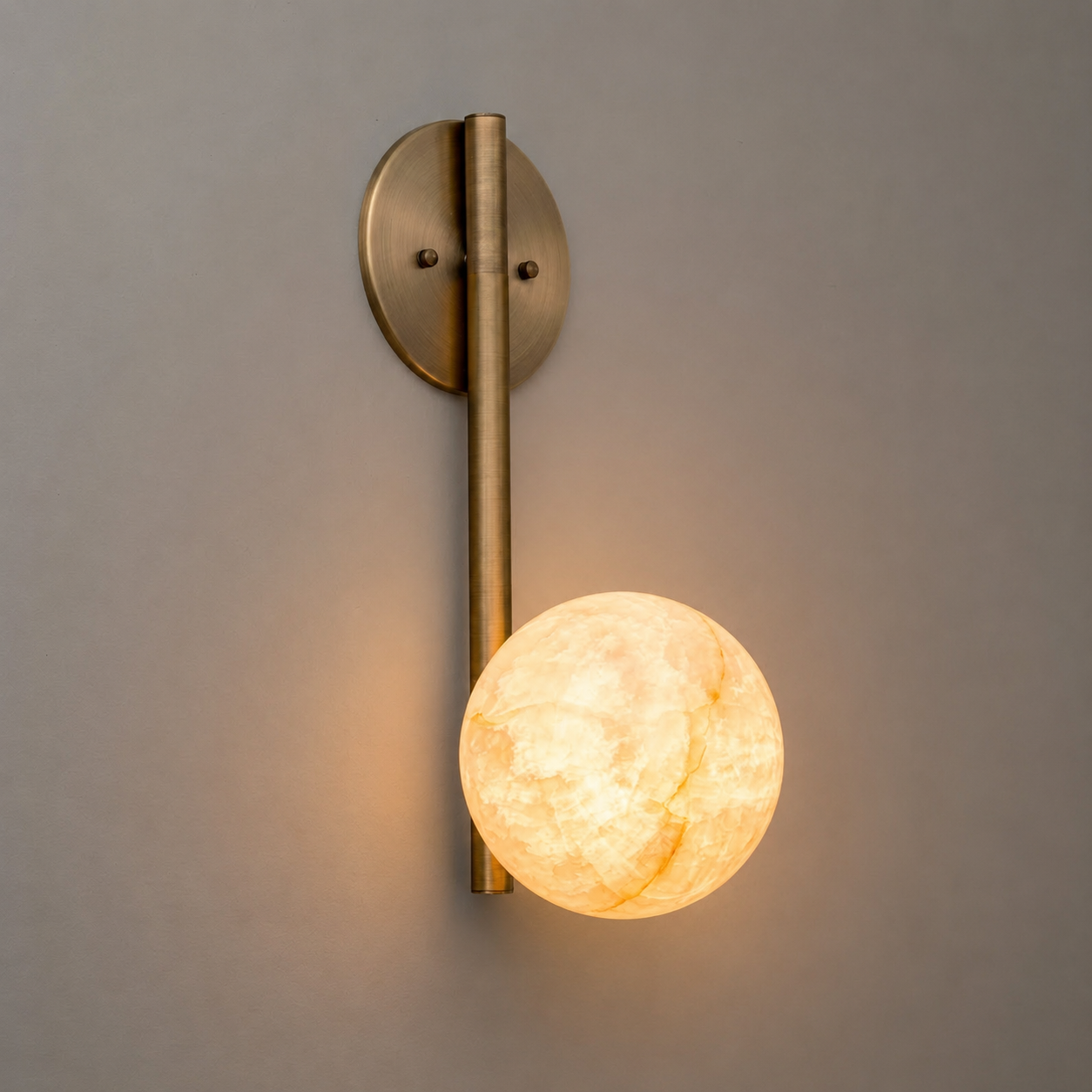 Round Alabaster Disc Wall Sconce