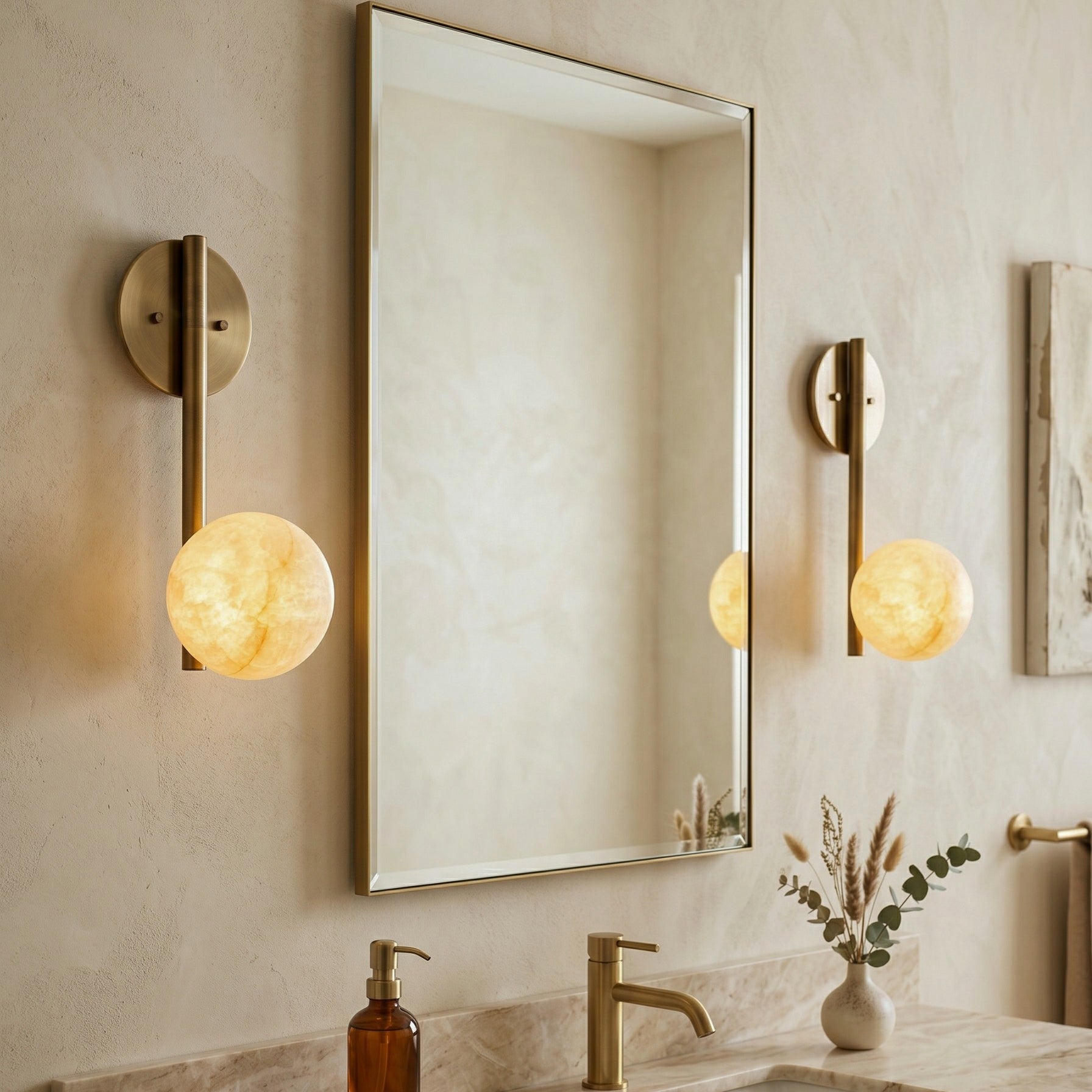 Round Alabaster Disc Wall Sconce