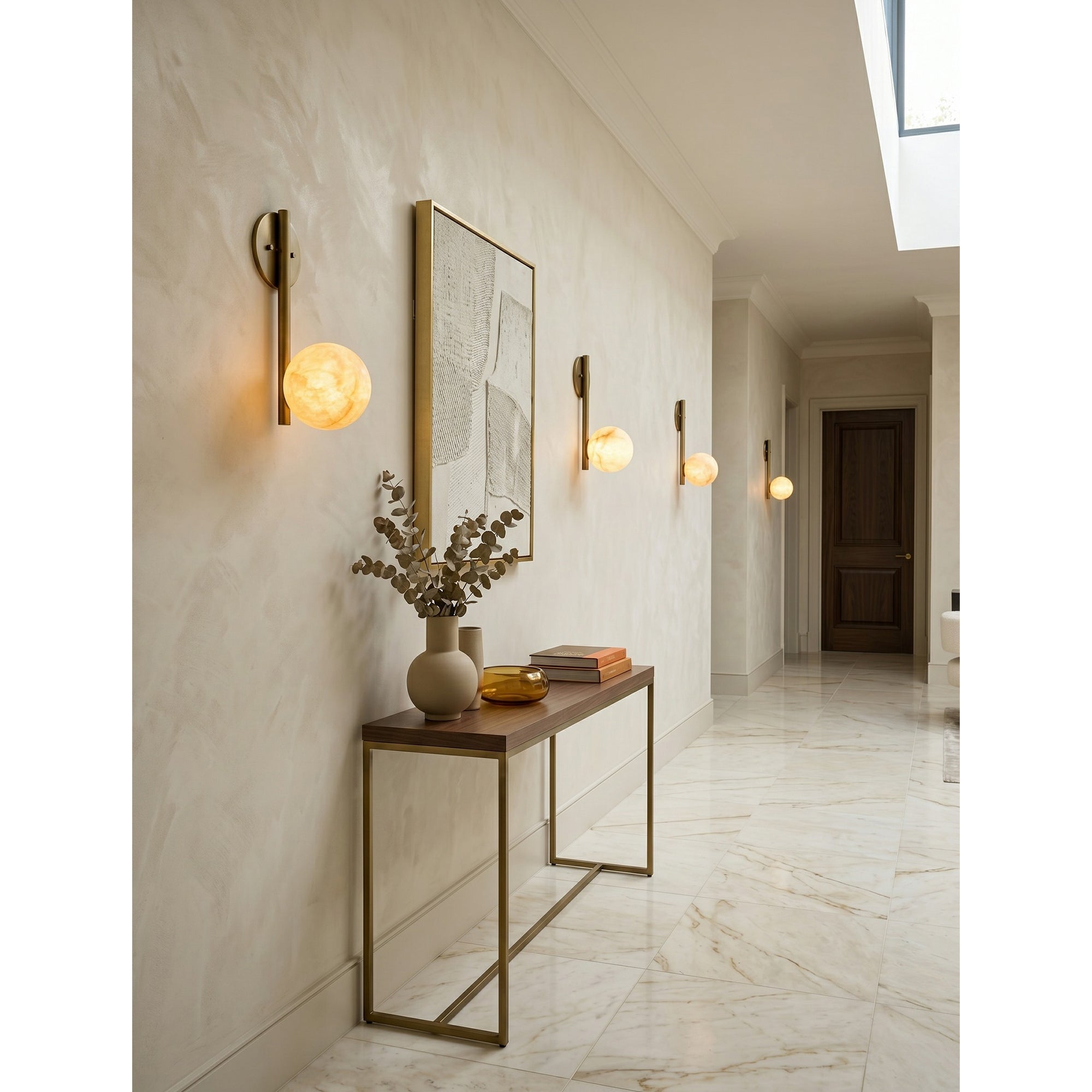 Round Alabaster Disc Wall Sconce