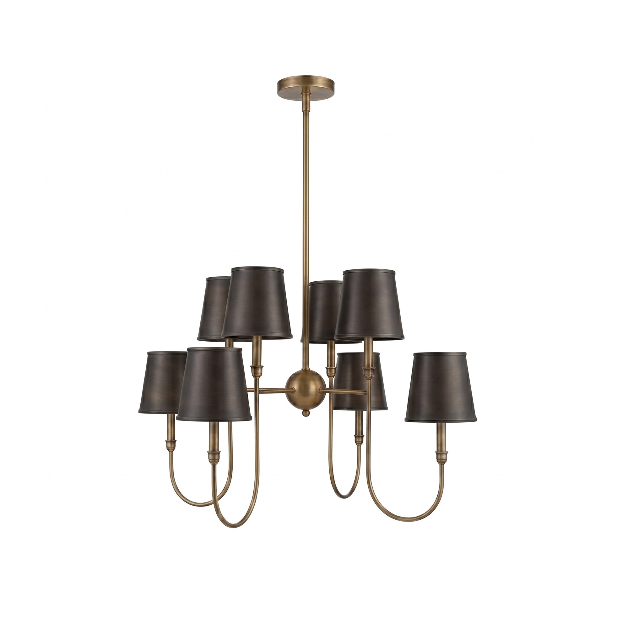 8-Light Antique Brass Tiered Chandelier