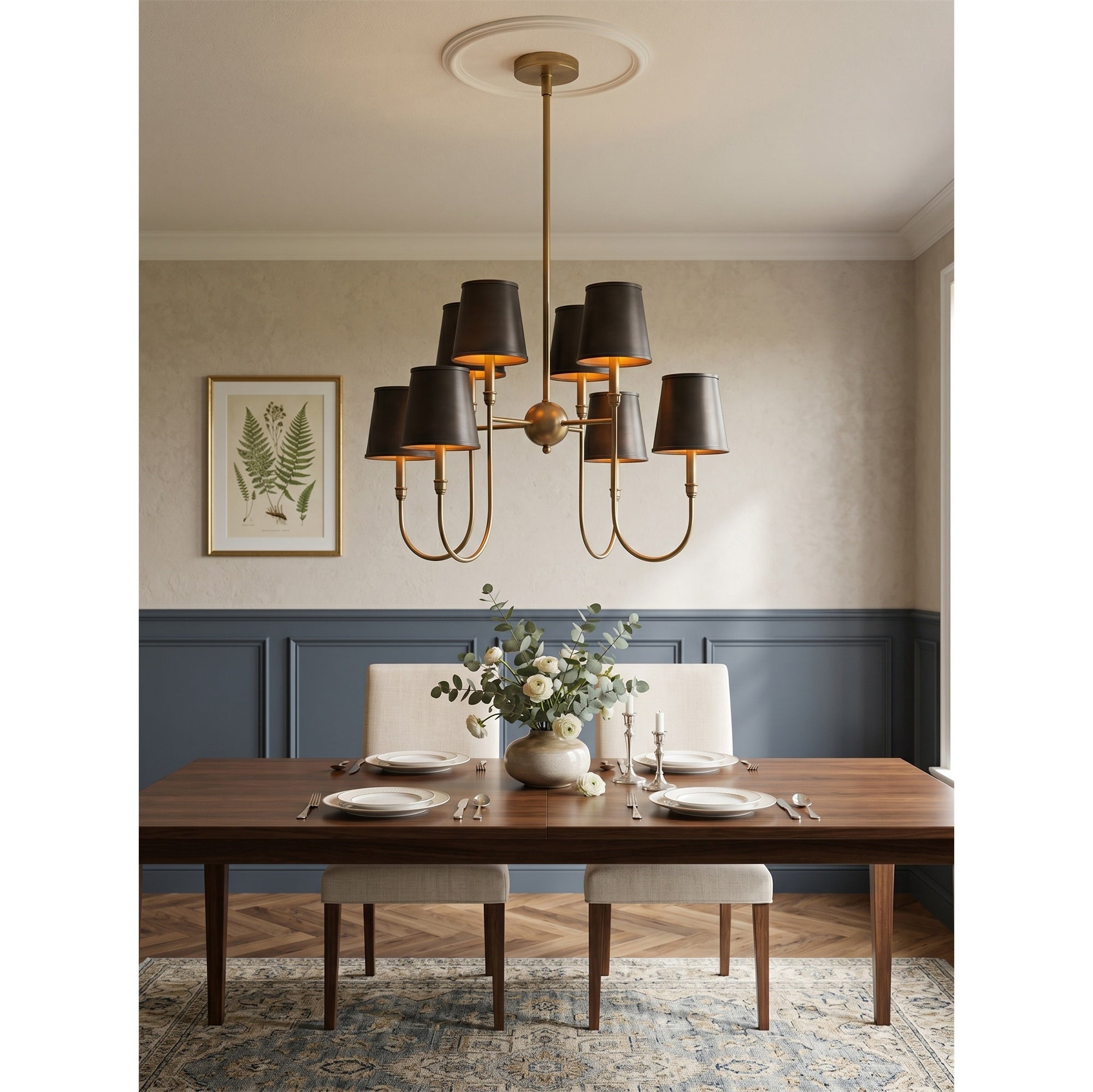 8-Light Antique Brass Tiered Chandelier