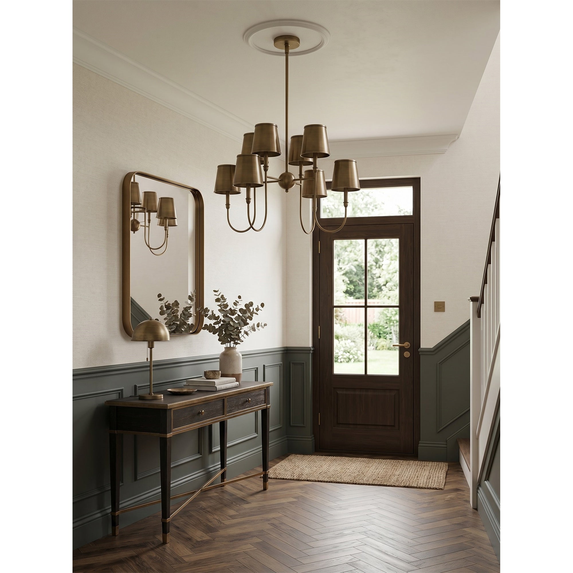 8-Light Antique Brass Tiered Chandelier