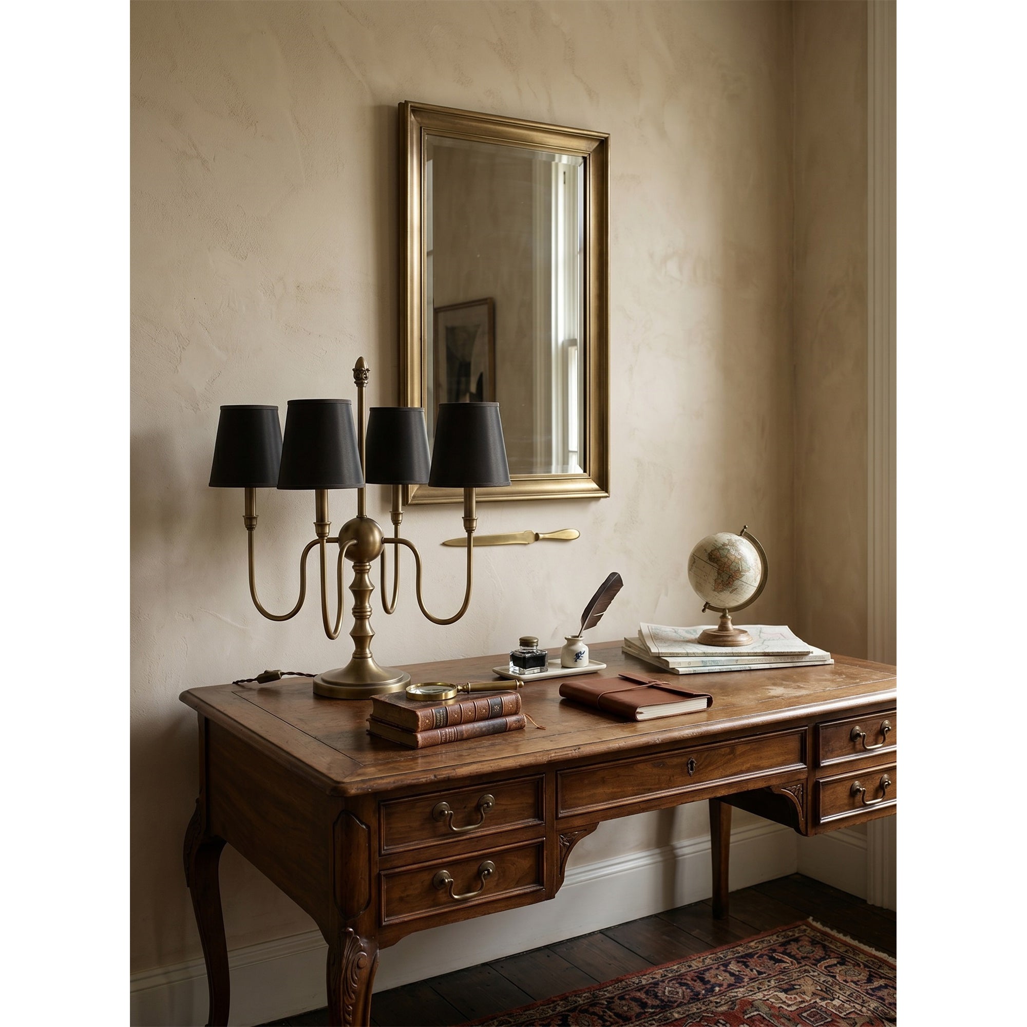 Antique Brass Candelabra Table Lamp