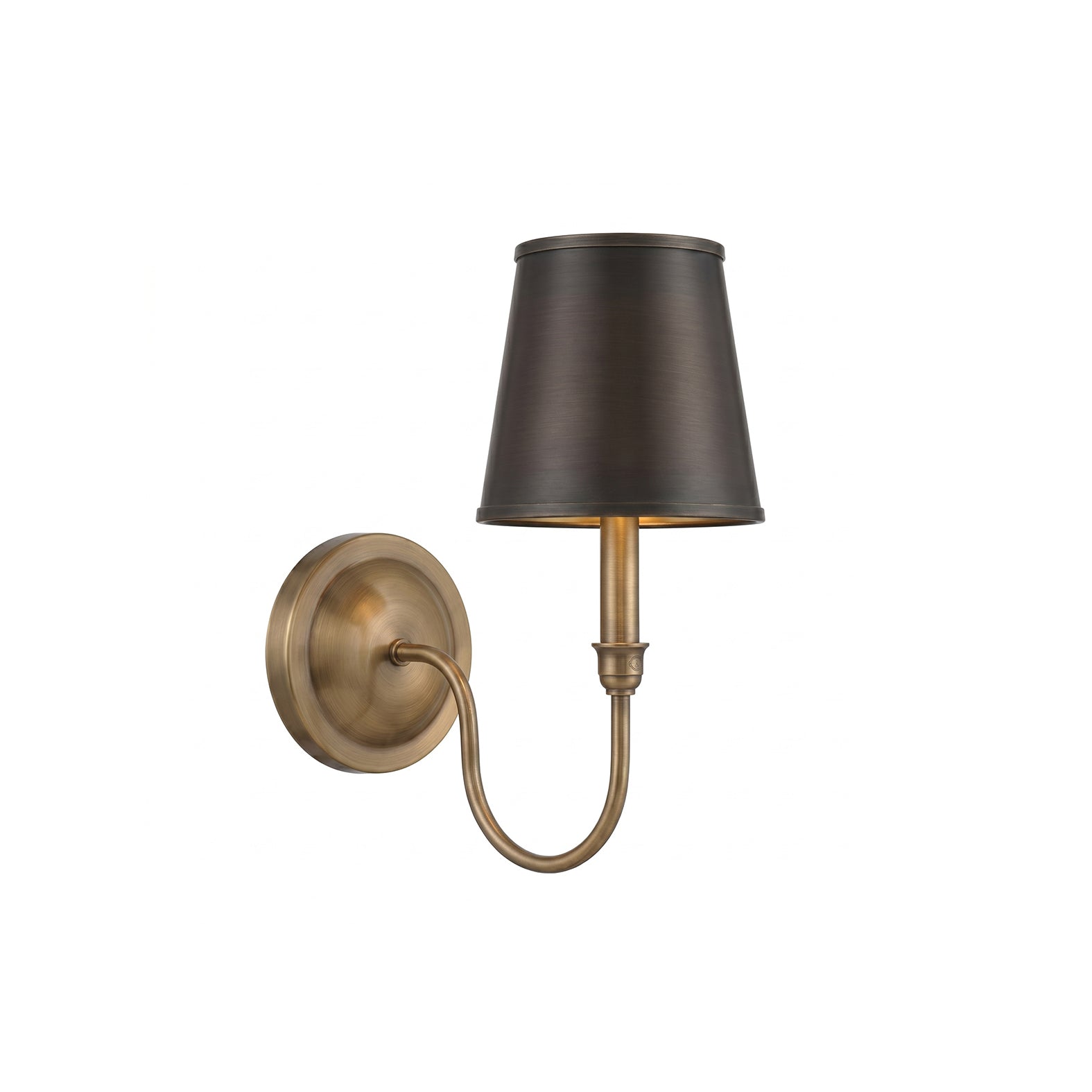 Antique Brass Tapered Shade Wall Sconce
