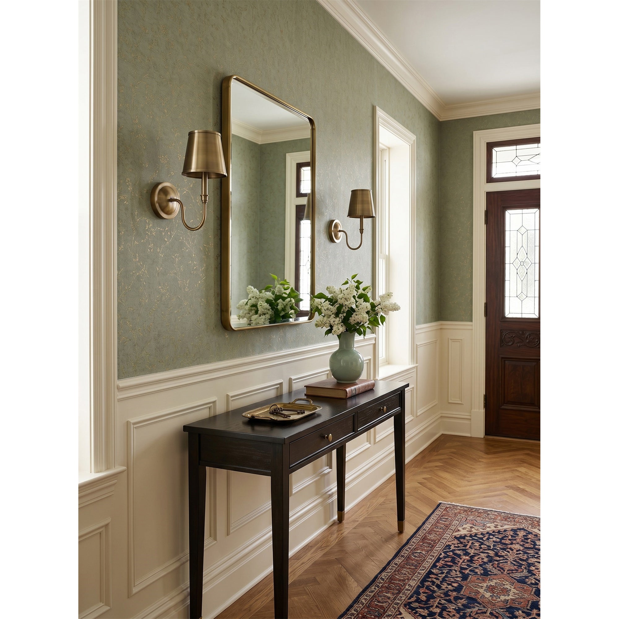 Antique Brass Tapered Shade Wall Sconce