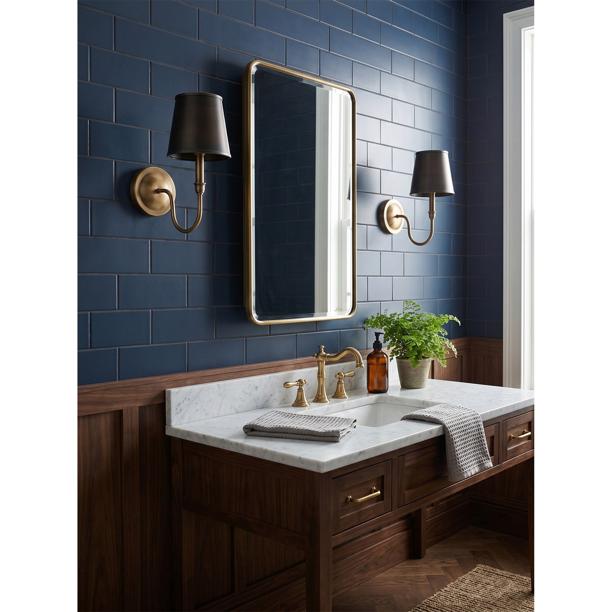 Antique Brass Tapered Shade Wall Sconce