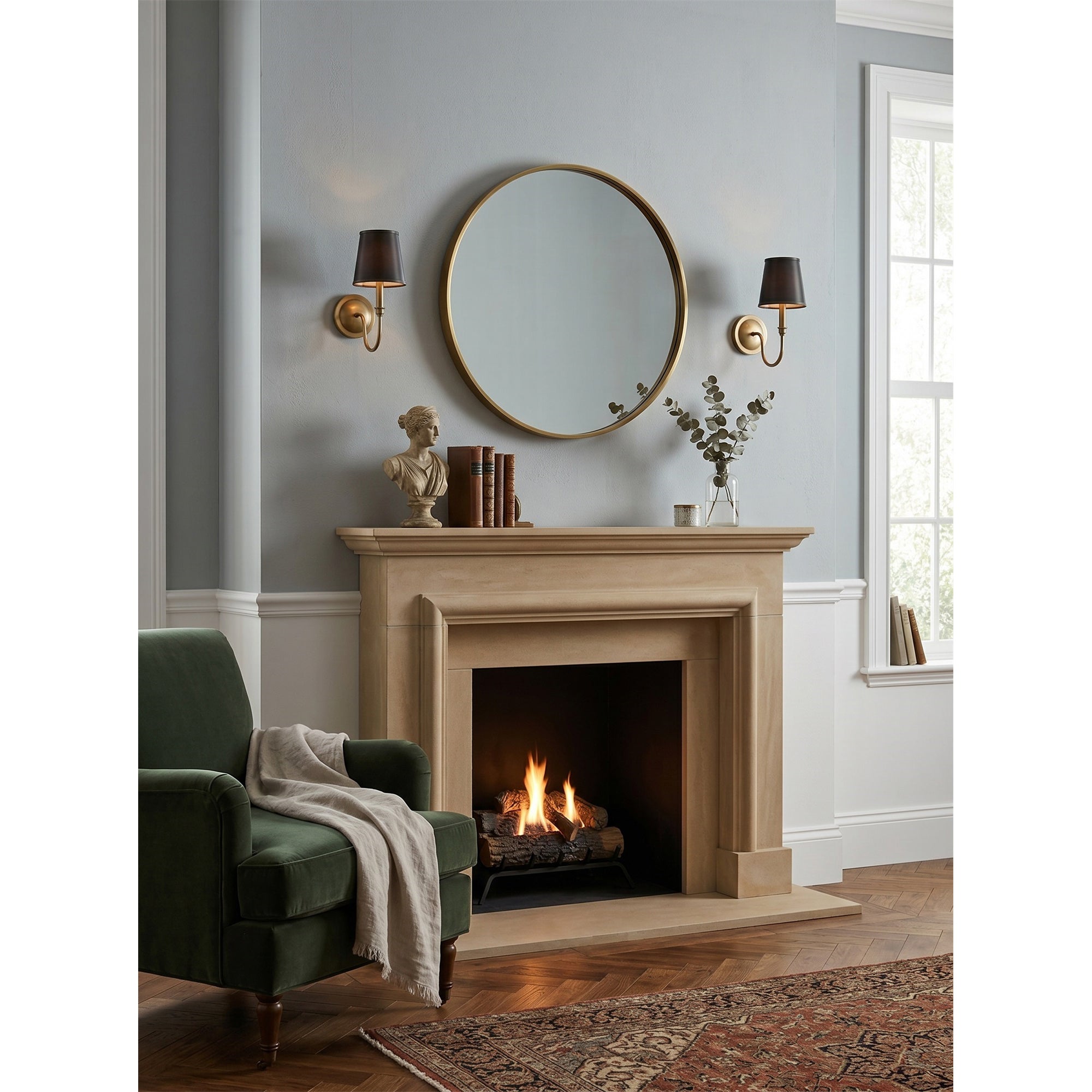 Antique Brass Tapered Shade Wall Sconce