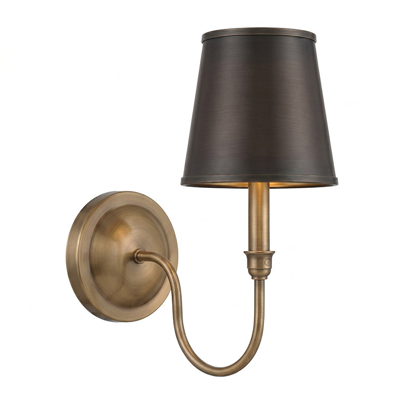 Antique Brass Tapered Shade Wall Sconce