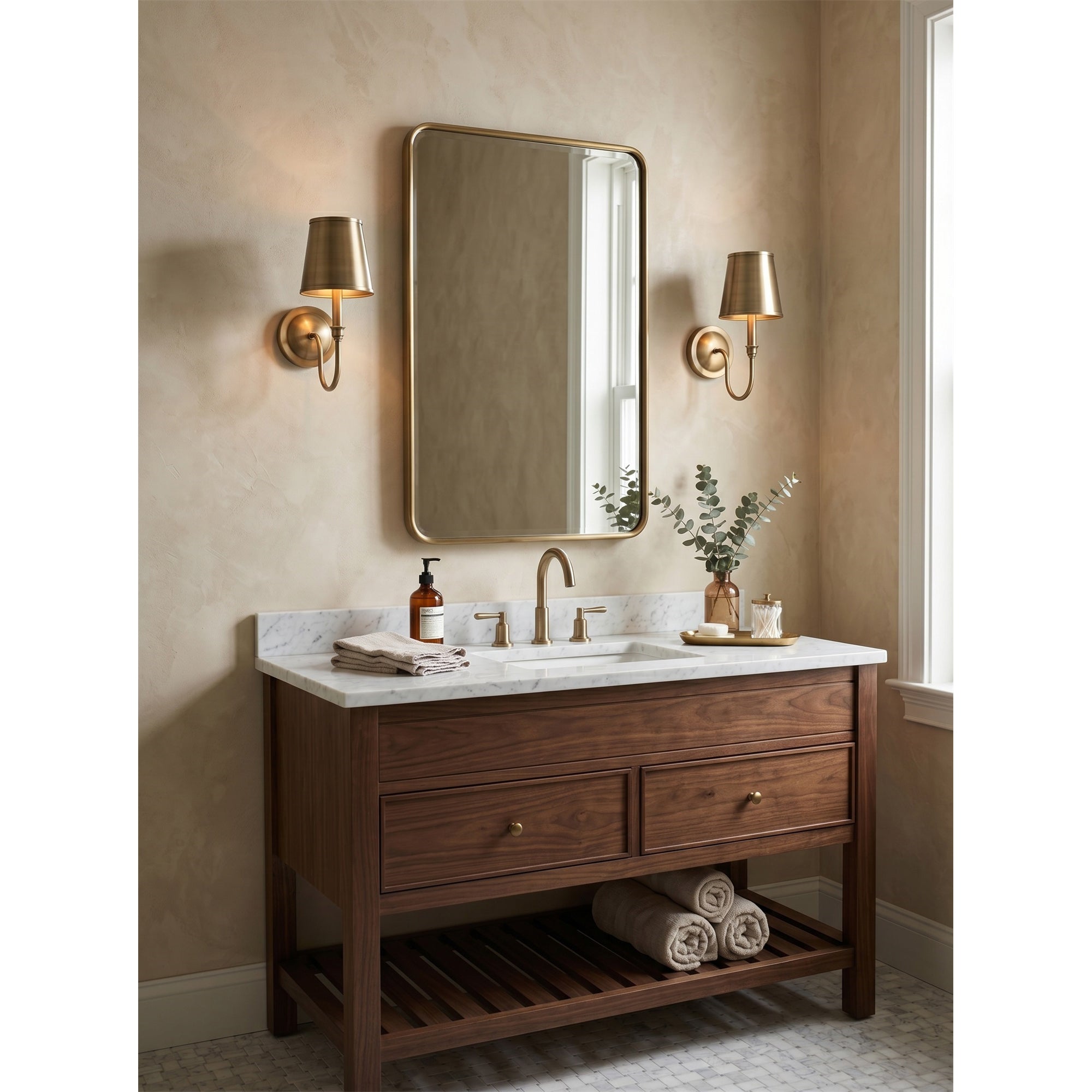 Antique Brass Tapered Shade Wall Sconce