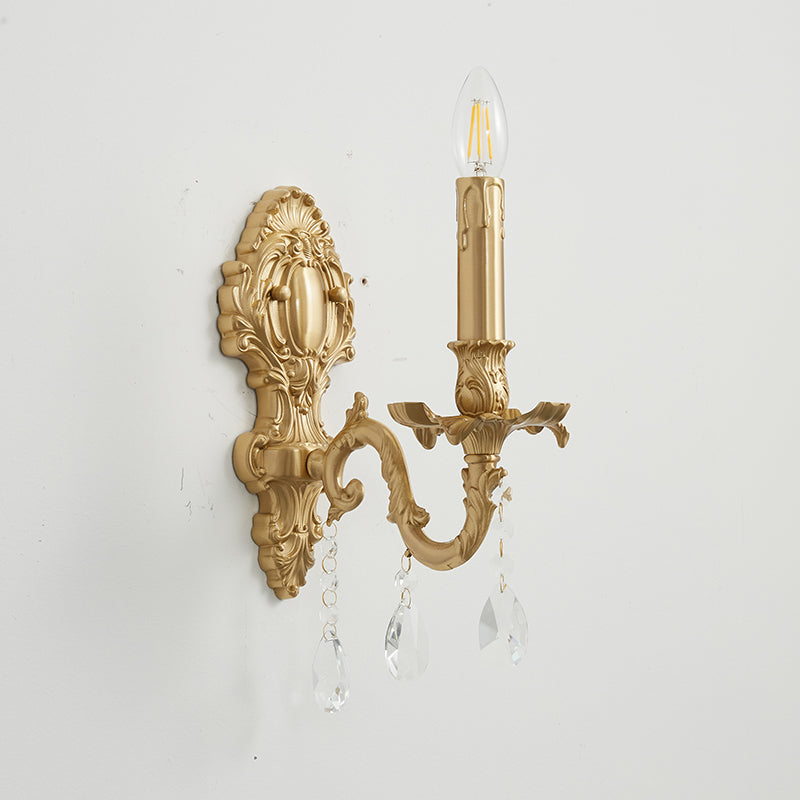 Baroque Brass Crystal Candle Sconce