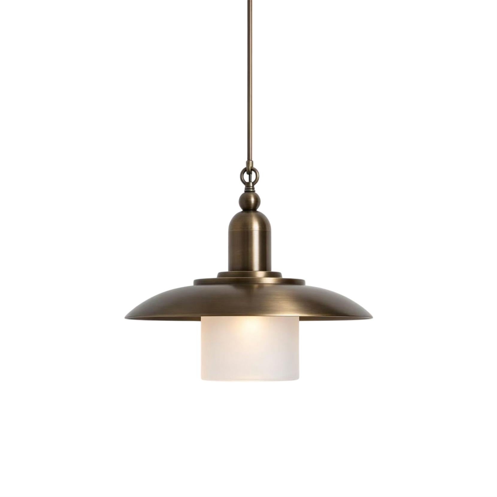 Aged Brass Frosted Glass Dome Pendant