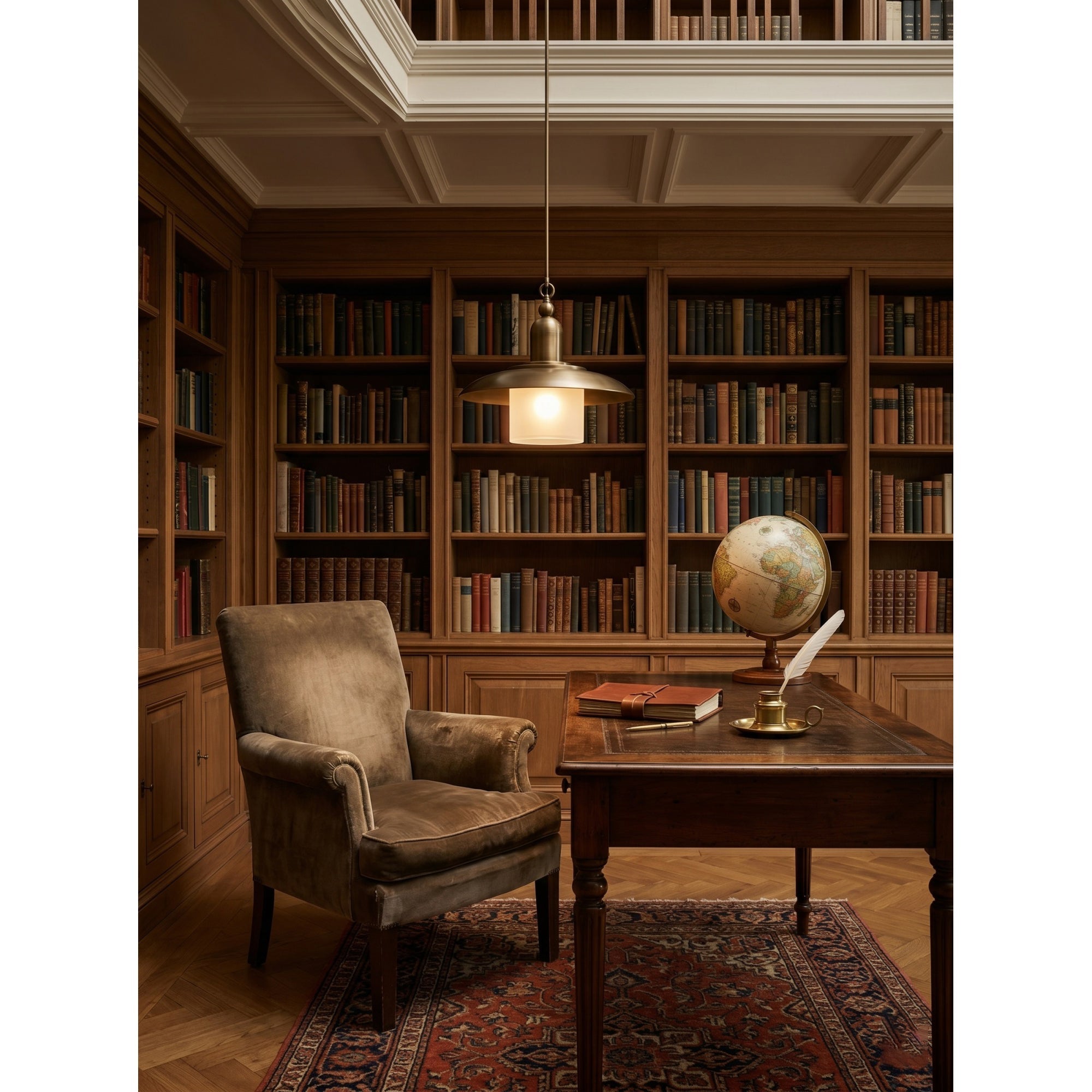 Aged Brass Frosted Glass Dome Pendant