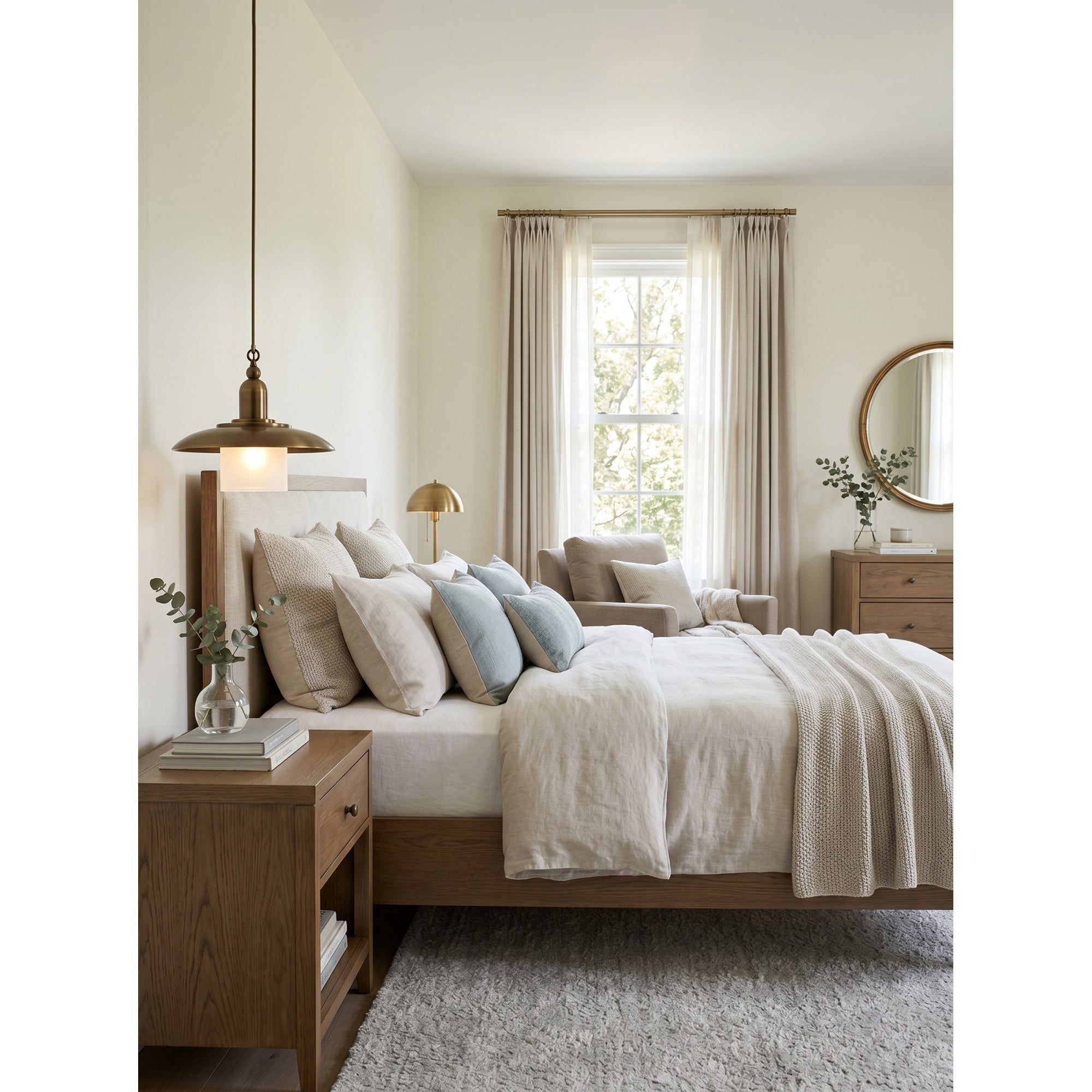 Aged Brass Frosted Glass Dome Pendant