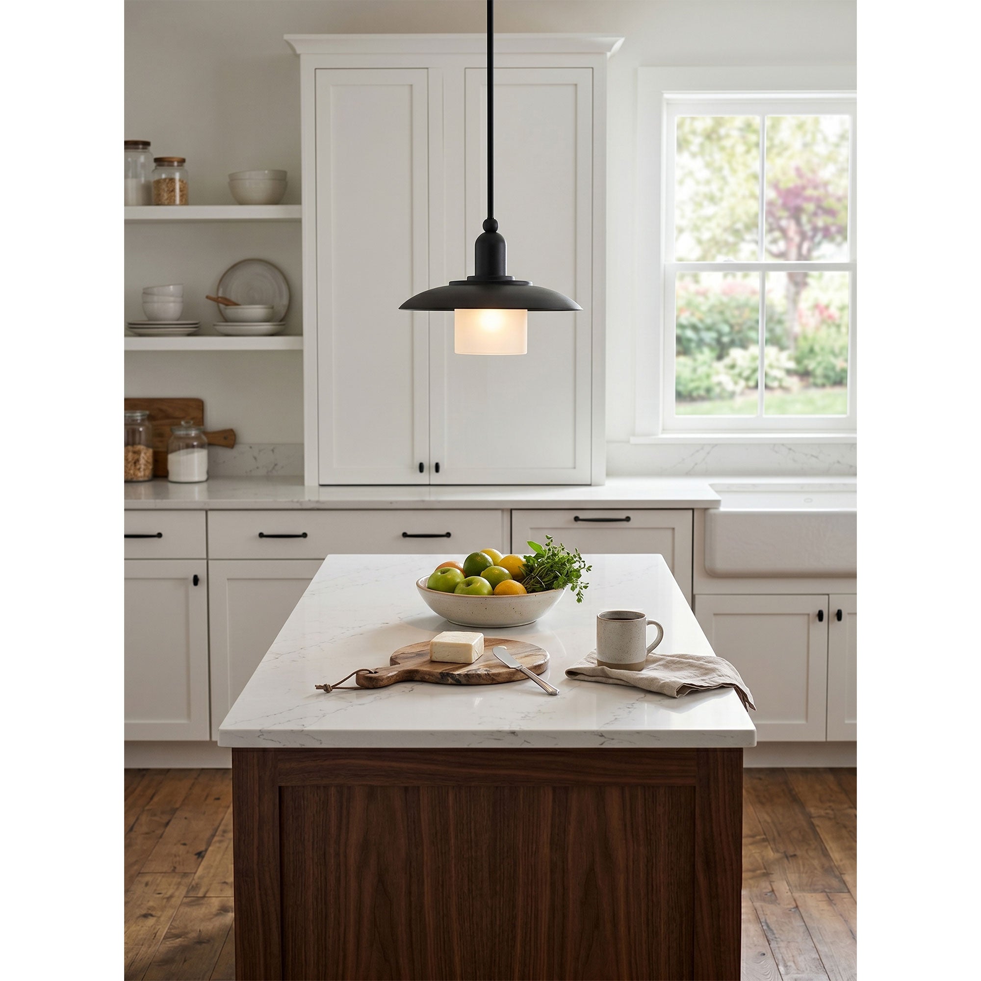 Aged Brass Frosted Glass Dome Pendant