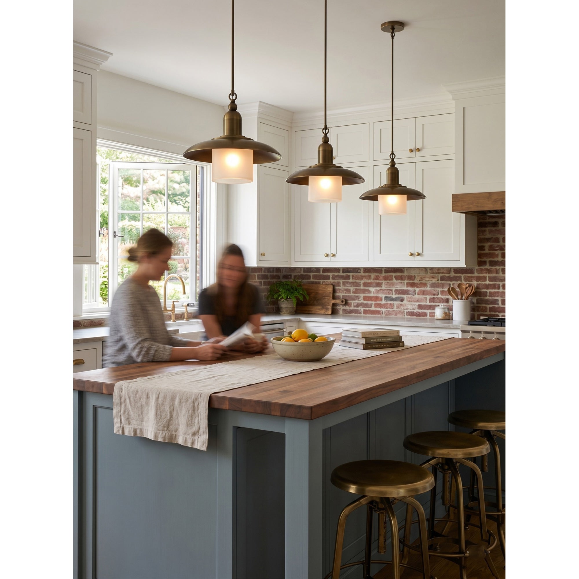 Aged Brass Frosted Glass Dome Pendant