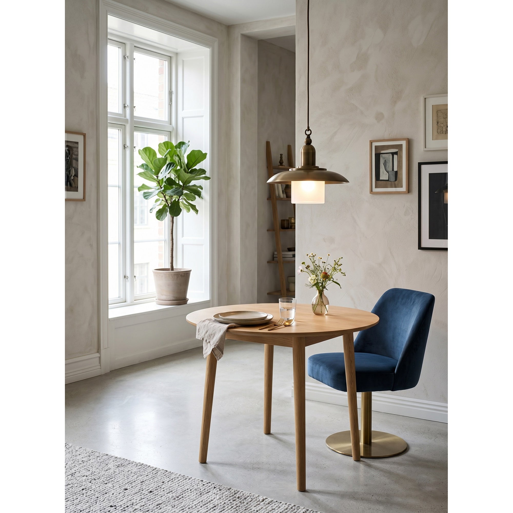 Aged Brass Frosted Glass Dome Pendant