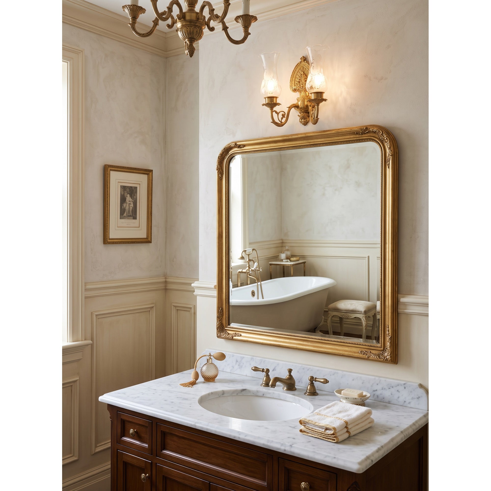 Acanthus Brass Hurricane Glass Sconce