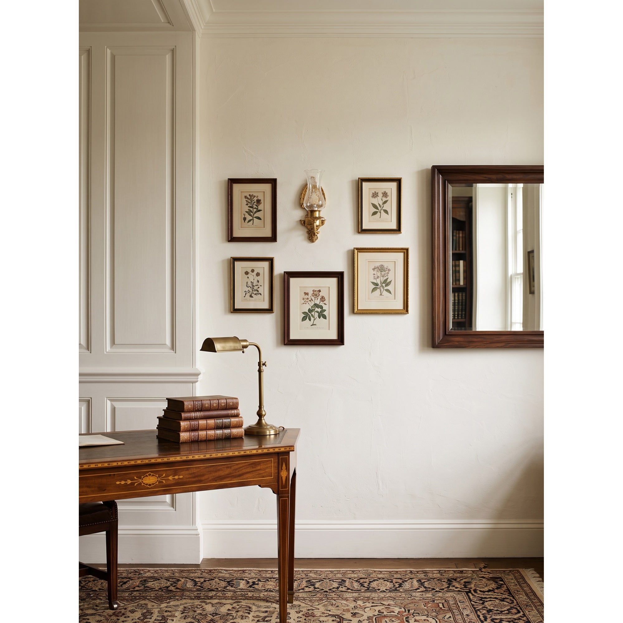 Acanthus Brass Hurricane Glass Sconce