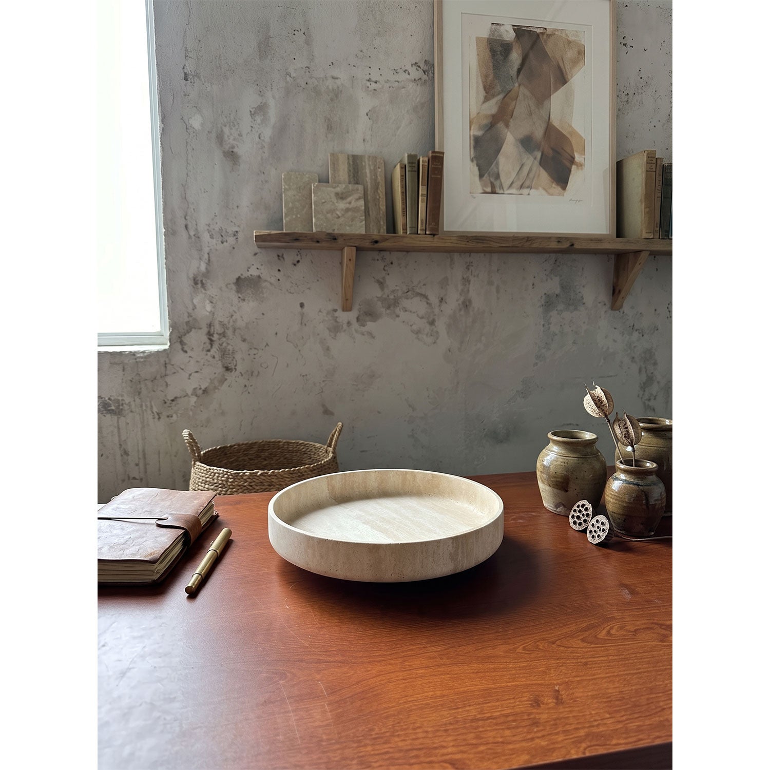 Wide Round Stone Platter
