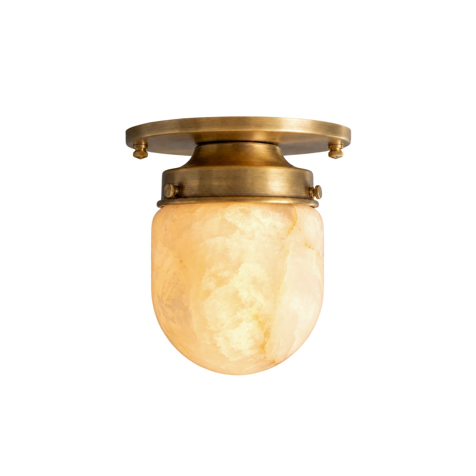 Petite Alabaster & Brass Flush Mount