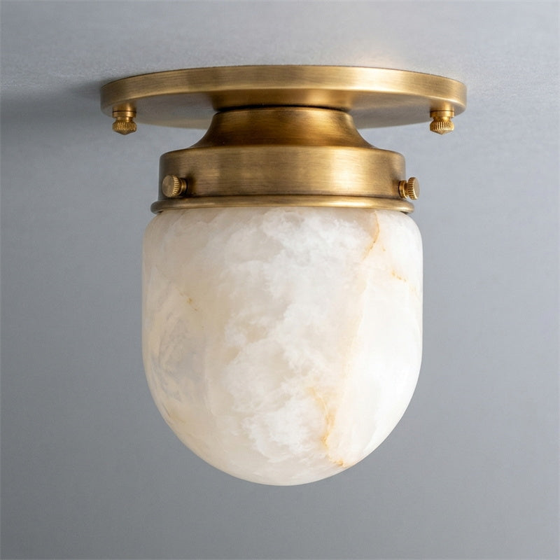 Petite Alabaster & Brass Flush Mount