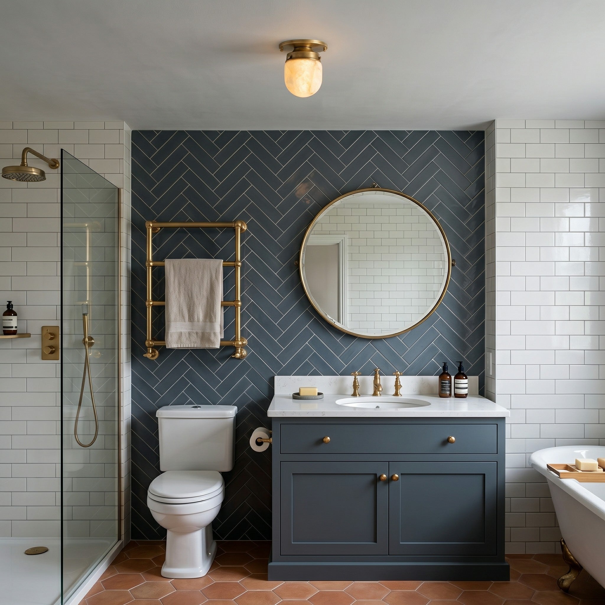 Petite Alabaster & Brass Flush Mount