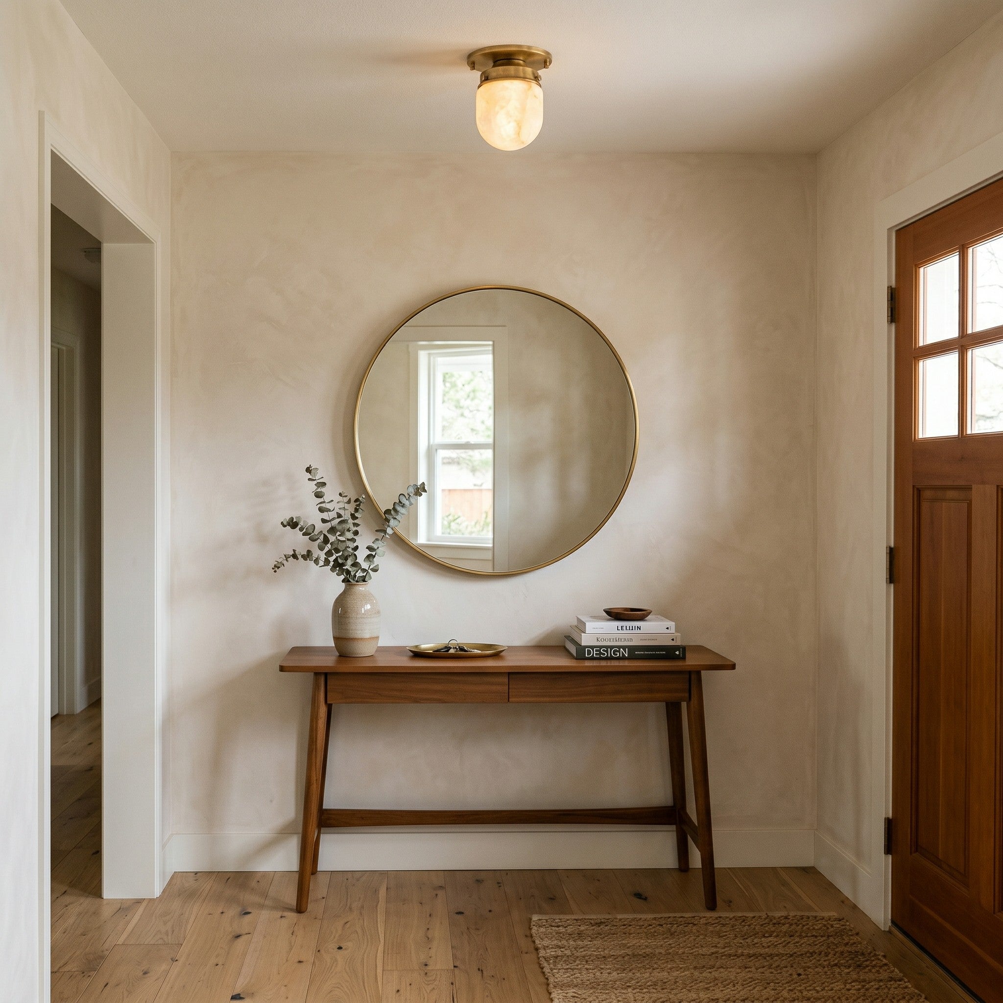 Petite Alabaster & Brass Flush Mount