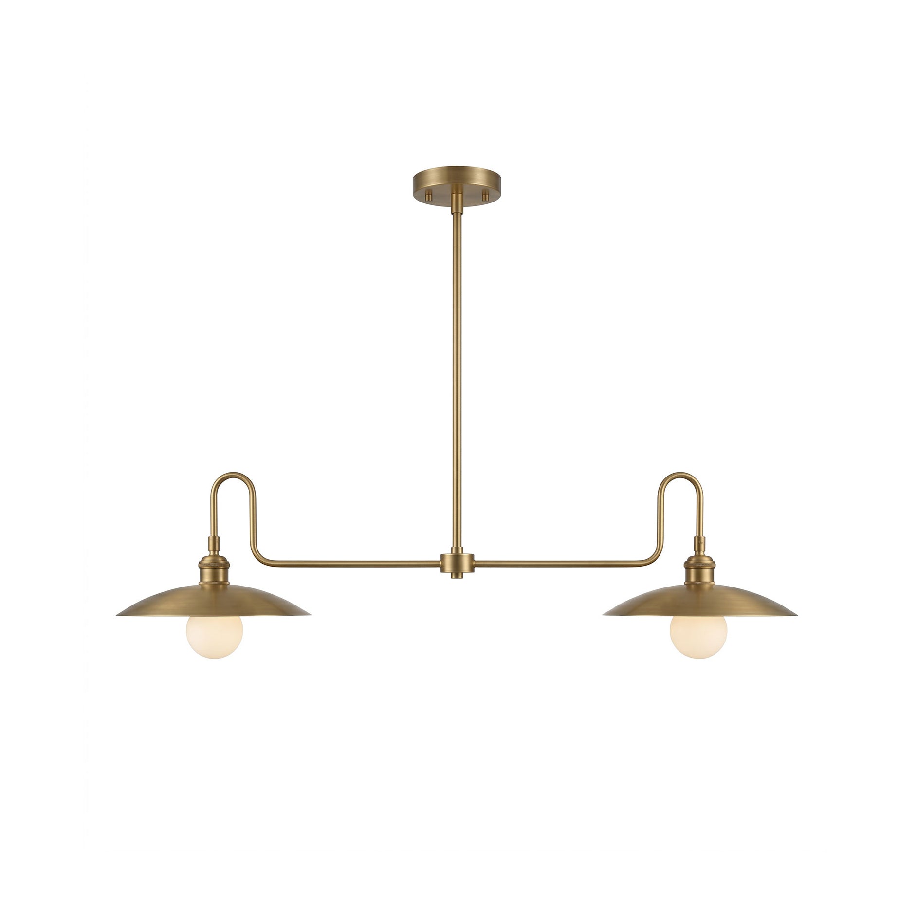 2-Light Brass Gooseneck Linear Island Chandelier