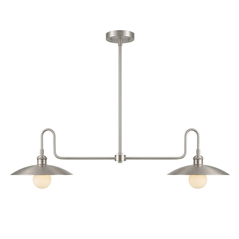 2-Light Brass Gooseneck Linear Island Chandelier