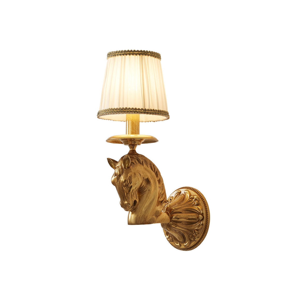 Sculpted Stallion Head Brass Sconce