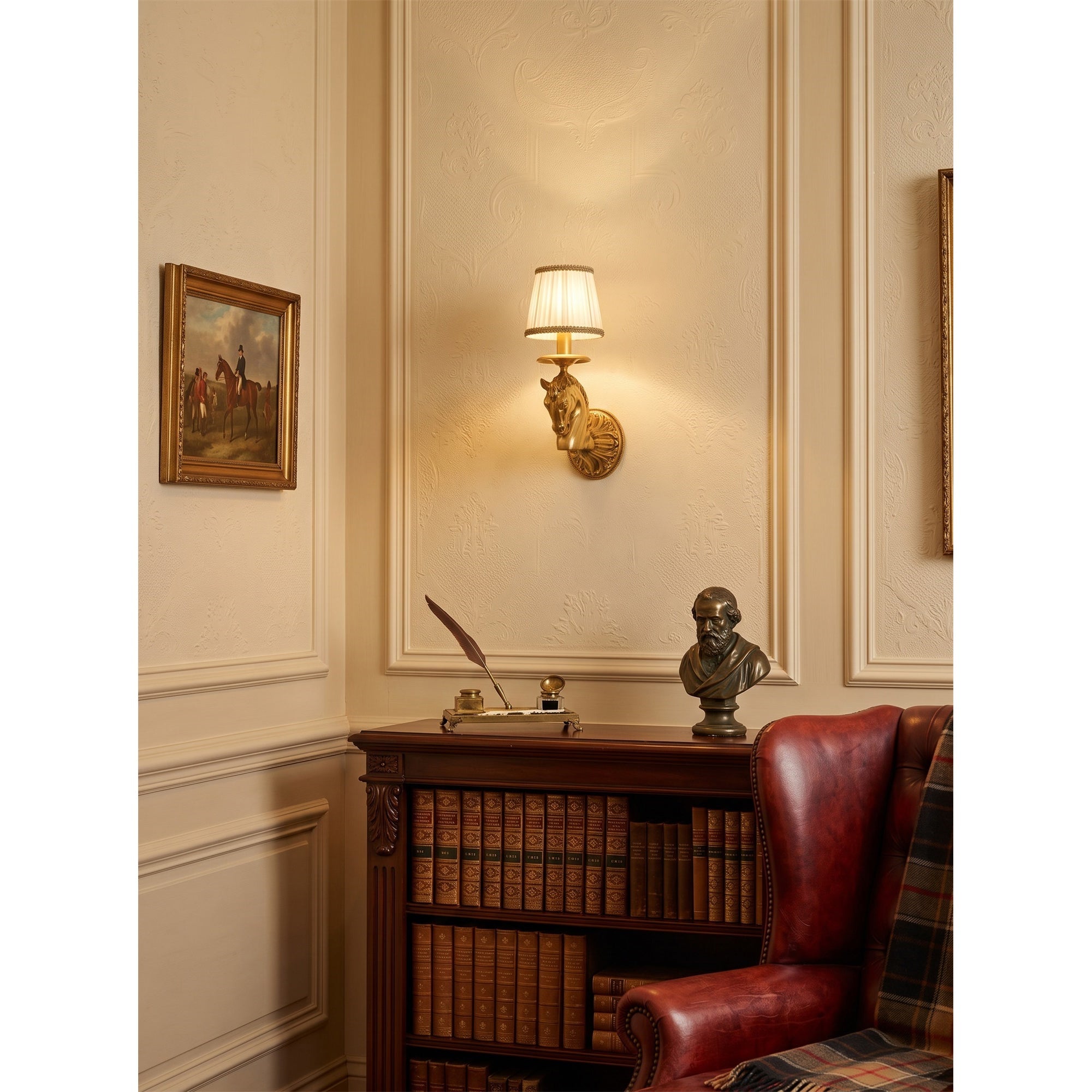 Sculpted Stallion Head Brass Sconce